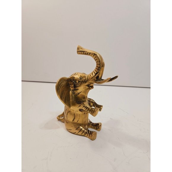 vintage Solid Brass Elephant with Trunk Up heavy - Picture 5 of 10